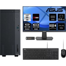 Asus Expertcenter P500MV Core 7 240H Masaüstü Bilgisayar 96GB RAM 512GB SSD 23.8" FHD FreeDOS + Per4 USB P500C724016512B0DP617
