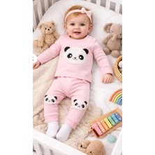 Panda Nakışlı 2’li Bebek Eşofman Takımı | Penye Kumaş, Yumuşak ve Rahat Tasarım (6-9-12-18 Ay)