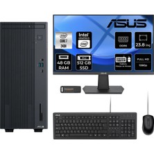 Asus Expertcenter P500MV Core 7 240H Masaüstü Bilgisayar 48GB RAM 512GB SSD 23.8" FHD FreeDOS + Per4 USB P500C724016512B0DP549