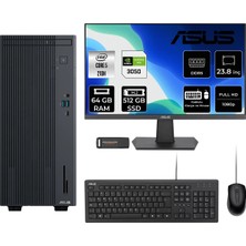 Asus Expertcenter P500MV Intel Core 5 210H 64GB 512GB SSD RTX3050/6GB 23.8" Fhd Monitör Fdos Masaüstü Bilgisayar & Per4 USB Bellek P500C52108512B0DP673