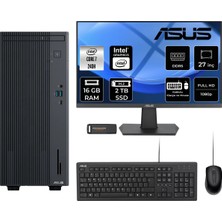 Asus Expertcenter P500MV Core 7 240H Masaüstü Bilgisayar 16GB RAM 2TB SSD 27" FHD FreeDOS + Per4 USB P500C724016512B0DP783