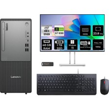 Lenovo Thinkcentre Neo 50T i3 13100 Masaüstü Bilgisayar 48GB RAM 1TB SSD 23.8" FHD Win11 Pro + Per4 USB 12UB0009TRP770