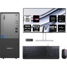 Lenovo Thinkcentre Neo 50T i5 14400 Masaüstü Bilgisayar 96GB RAM 4TB SSD 27" FHD FreeDOS + Per4 USB 12UAS1CF00P980