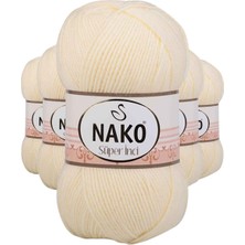 Maarketim 5 Adet Süper İnci El Örgü İpi 100 gr Krem