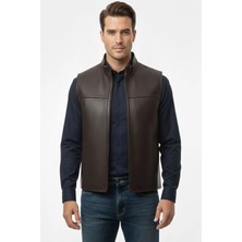 Deriderim Kahverengi Logan Dokulu Deri Erkek Yelek