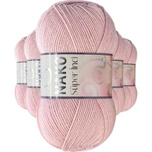 Maarketim 5 Adet Süper İnci El Örgü İpi 100 gr Pembemsi Pudra