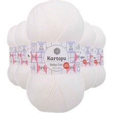 Maarketim 5 Adet Baby One Tüylenmeyen El Örgü İpi Yünü Kar Beyaz