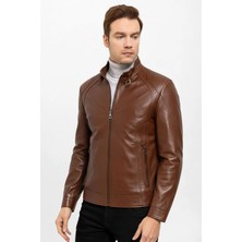 Deriderim Taba Jady Yaka Tokalı Erkek Hakiki Deri Mont