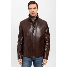 Deriderim Kahve Yager Içi Kürklü Erkek Hakiki Deri Kaban