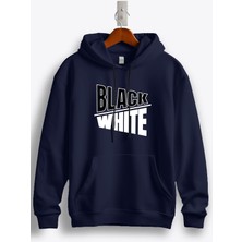 MGAX Black White Baskılı Regular Kapşonlu Sweatshirt
