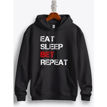 MGAX Eat Sleep Bet Repeat Baskılı Regular Kapşonlu Sweatshirt