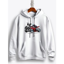 MGAX Motosiklet Koruyucu Meleği Baskılı Regular Kapşonlu Sweatshirt