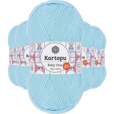 Maarketim 5 Adet Baby One Tüylenmeyen El Örgü İpi Yünü Gök Mavi