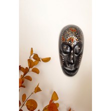 Miamantra El Yapımı ve Elde Boyanmış Kahverengi Ahşap Dekoratif Maske /duvar Dekoru Aborjin Mask Küçük Boy