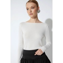 Hakke Kayık Yaka Kaşmir Ultra Hafif Bluz