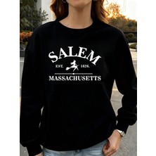 Kadın Baskılı Sweatshırt3 Iplik Oversize Kesim