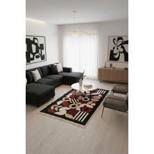 Lorvian Noletti Modern Bohem Desenli Makinede Yıkanabilir Çift Taraflı Günlük Kullanıma Uygun Kilim