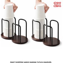 Microcase Ahşap Görünümlü Bardak Tutucu Düzenleyici Çift Bölmeli 2 Adet AL5436