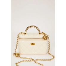 Levidor Beyaz Ayarlanabilir Askılı Kutu Form El Çantası