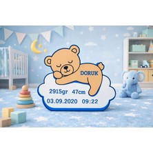 3D Boyuthane Kişiye Özel Bebek Doğum Panosu 3D Ayıcıklı Isimlik – Yenidoğan Hatıra Dekoru