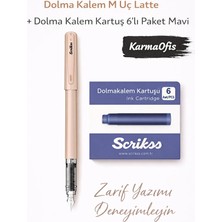 KarmaOfis Dolma Kalem M Uç + 6’lı Mavi Kartuş Seti | Latte