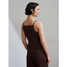Dilvin 60605 Askılı Asimetrik Kesim Yelek-Kahve
