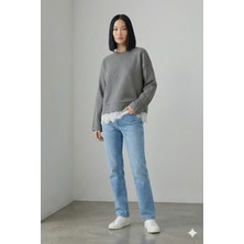 Babokah Eteği Dantelli Interlok Sweatshirt