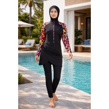 Alfasa Likralı Mayo Kumaşı Yarım Fermuarlı Kadın Tesettür Mayo 26688