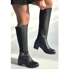 Erbilden Emrat Siyah Cilt Topuklu Çizme