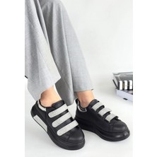 Erbilden Elika Siyah Cilt Simli Cırt Cırtlı Spor Ayakkabı