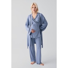 Artış Collection Kısa Kollu Emzirme Bölmeli Ayarlanabilir Bel Esnek Viskoz Hamile Pijama Takım 19317