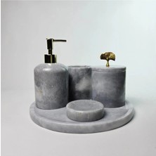 Ege Gross Tozlu Gümüş Mermer Banyo Seti 5li/gri Mermer Banyo Takımı