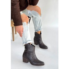 Erbilden Akver Acı Kahve Cilt Topuklu Bot