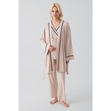 Artış Collection Kısa Kollu Emzirme Bölmeli Ayarlanabilir Bel Esnek Viskoz Hamile Pijama Takım 19317
