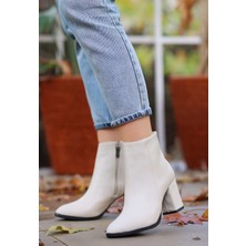 Erbilden Biya Bej Cilt Topuklu Bot