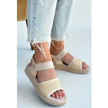 Erbilden Jake Bej Hasır Cilt Sandalet