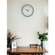 Karahanbey 36 cm Turkuaz 24 Saat Göstergeli Özel Tasarım Duvar Saati