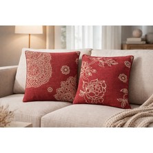 Assa Home Arte Di Casa Bordo Keten Dokulu Desenli Dekoratif Kırlent Kılıf I 45 x 45 cm