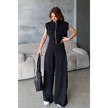 Bejna Kadın Yumuşak Modal Dokulu Yelek Wide Leg Pantolon Alt Üst Spor Takım