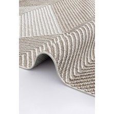 Koza Halı Retro Krem Bej Geometrik Desenli Tozumaz Salon Koridor Balkon Teras Bahçe Oturma Odası Halısı 19270A