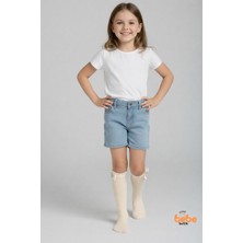 Trend Bebe Butik Kız Çocuk Diz Altı Prenses Taç Detaylı Fiyonklu Pamuklu Uzun Çorap Esnek Günlük ve Özel Gün Çorabı