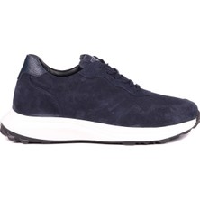 Shoetyle Liftin - Lacivert Süet Hakiki Deri Gizli Ökçeli Bağcıklı Erkek Ayakkabı 365-LF04