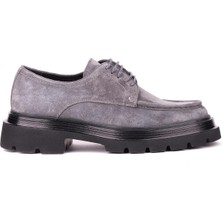Shoetyle - Gri Hakiki Süet Bağcıklı Günlük Erkek Ayakkabı 115-K432