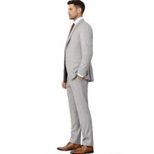 Fabio Cassel Slim Fit  Mono Yaka Çift Yırtmaçlı Astarlı Takım Elbise Yel