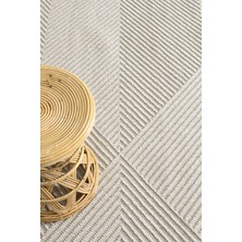 Koza Halı Retro Krem Krem Geometrik Desenli Tozumaz Salon Koridor Balkon Teras Bahçe Oturma Odası Halısı 19270A