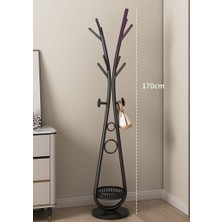 Trendesk Siyah Elbise Askılığı Raflı Design Konfeksiyon Askısı Ayaklı Askılık 30*170 cm 1113-CN