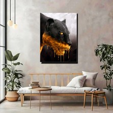 Artprinta Siyah Panter Kanvas Tablo – Gold Detaylı Modern Duvar Dekoru