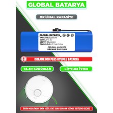 Global Batarya Dreame D10 Plus Robot Süpürge Bataryası 14.4v 5200mah Li-Ion Pil (Orijinal Kapasite)