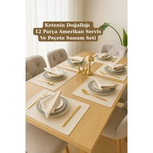 Morlay Lınen | 12 Adet Organik Ham Yıkanmış Keten Amerikan Servis ve Servis Peçetesi Sofra Sunum Takım