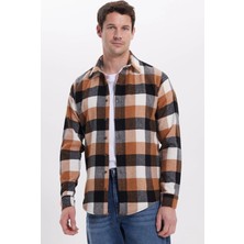 Tudors Erkek Slim Fit Dar Kesim Kareli Kışlık Oduncu Gömlek